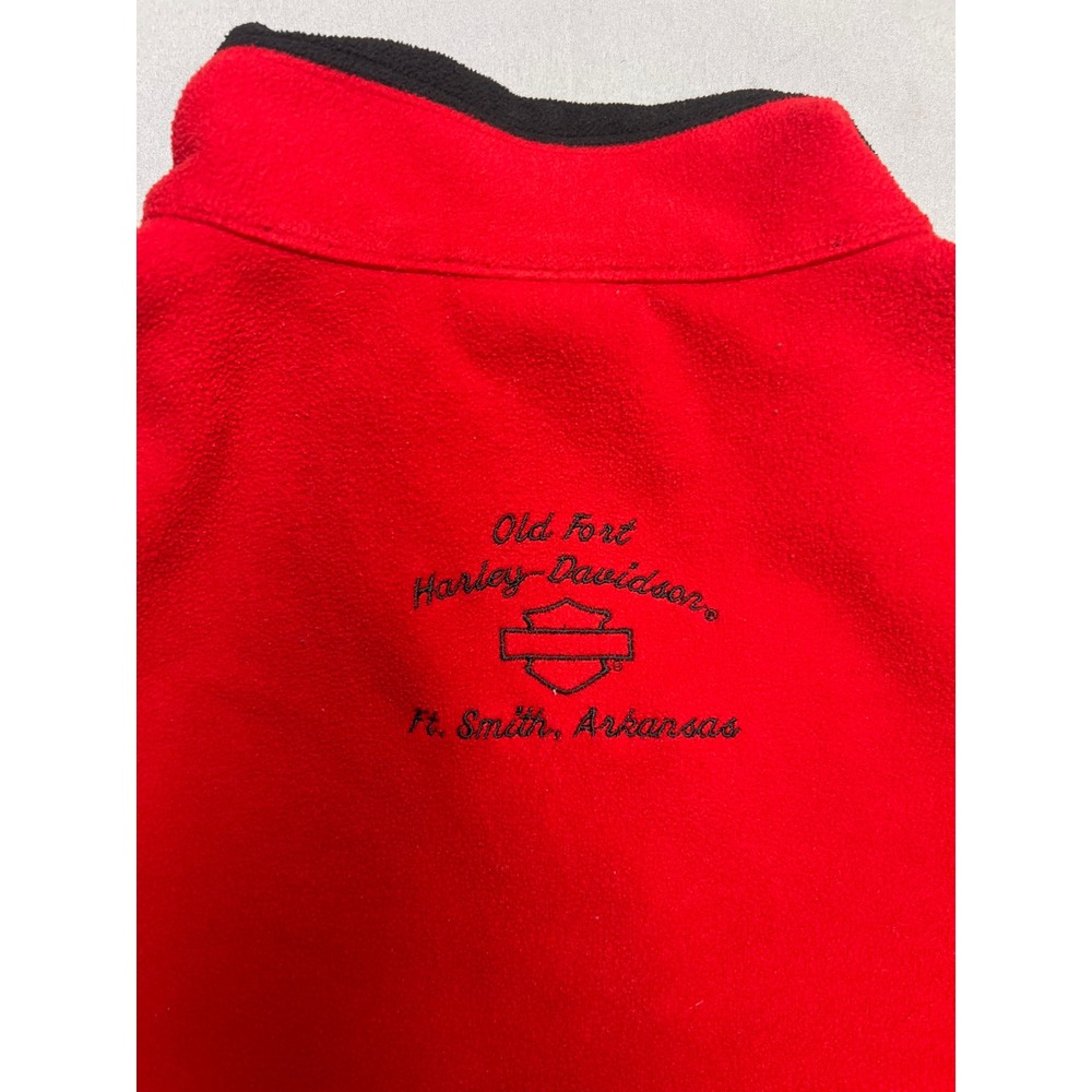 Harley-Davidson Womens Red Black Quarter Zip Fleece Pullover Jacket Medium - Picture 9 of 9